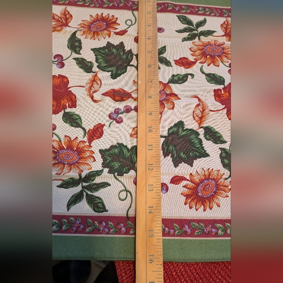 Table Setting For 8. Floral Cloth Napkins and Burgundy Placemats. - Picture 8 of 8